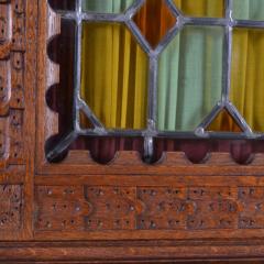 Pair of Antique French Henri II Buffets Cabinets Stained Glass 19th C France - 94814