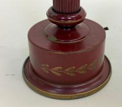 Pair of Antique French Mid century Red Gold Tole Tin Table Lamps circa 1930 - 4548998