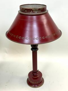 Pair of Antique French Mid century Red Gold Tole Tin Table Lamps circa 1930 - 4549008