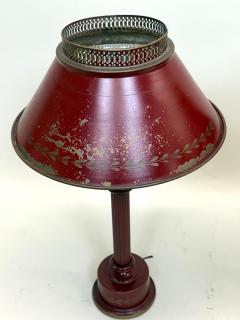 Pair of Antique French Mid century Red Gold Tole Tin Table Lamps circa 1930 - 4549009