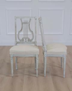Pair of Antique French Neoclassical Painted Chairs in Antique Linen - 4707188
