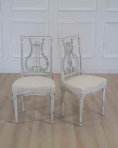 Pair of Antique French Neoclassical Painted Chairs in Antique Linen - 4707202