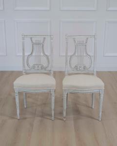 Pair of Antique French Neoclassical Painted Chairs in Antique Linen - 4707234