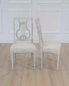 Pair of Antique French Neoclassical Painted Chairs in Antique Linen - 4707133