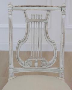 Pair of Antique French Neoclassical Painted Chairs in Antique Linen - 4707138