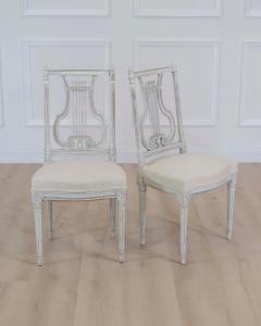 Pair of Antique French Neoclassical Painted Chairs in Antique Linen - 4707208