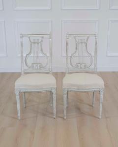 Pair of Antique French Neoclassical Painted Chairs in Antique Linen - 4707213