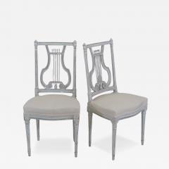 Pair of Antique French Neoclassical Painted Chairs in Antique Linen - 4708254