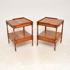 Pair of Antique Georgian Style Yew Wood Side Tables - 3103097