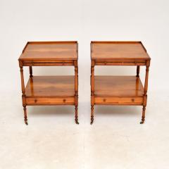 Pair of Antique Georgian Style Yew Wood Side Tables - 3103098