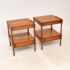 Pair of Antique Georgian Style Yew Wood Side Tables - 3103106