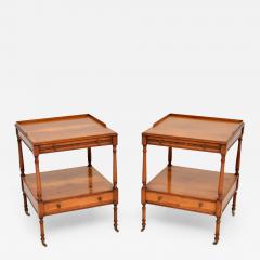 Pair of Antique Georgian Style Yew Wood Side Tables - 3104591