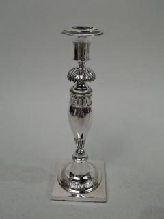 Pair of Antique German Biedermeier Classical Silver Candlesticks - 3760218