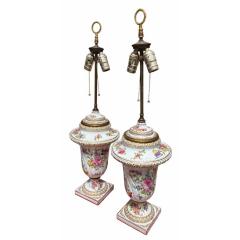 Pair of Antique German Porcelain Table Lamps - 4512816