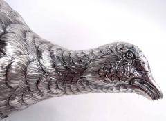 Pair of Antique German Silver Centerpiece Pheasants Game Birds - 4247027