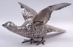 Pair of Antique German Silver Centerpiece Pheasants Game Birds - 4247037