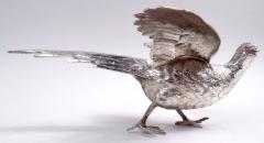 Pair of Antique German Silver Pheasants Game Birds Table Ornaments - 4228513