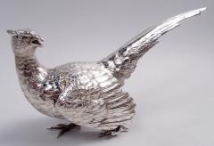 Pair of Antique German Silver Pheasants Game Birds Table Ornaments - 4228527