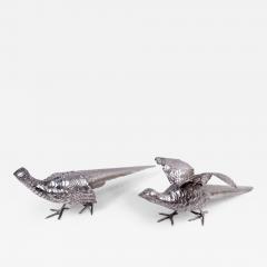Pair of Antique German Sterling Silver Pheasants - 4151702