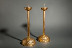 Pair of Antique Gilded Bronze Candlesticks - 3071461