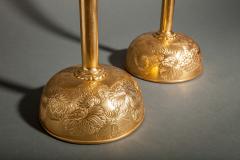 Pair of Antique Gilded Bronze Candlesticks - 3071469