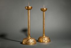 Pair of Antique Gilded Bronze Candlesticks - 3071481