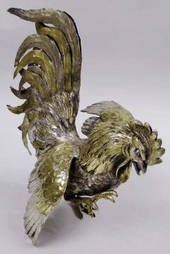 Pair of Antique Israel Freeman German Parcel Gilt Silver Roosters - 3842973