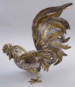 Pair of Antique Israel Freeman German Parcel Gilt Silver Roosters - 3843006