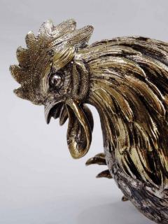 Pair of Antique Israel Freeman German Parcel Gilt Silver Roosters - 3843007