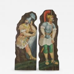 Pair of Antique Italian 19th C Life Size Oil Painting Opera Dummy Boards - 3292259
