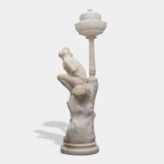 Pair of Antique Italian Carved Alabaster Figural Lamps Venus Cupid - 3701502