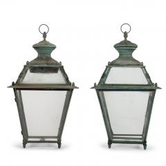 Pair of Antique Italian Glass Paneled Lanterns - 4318099