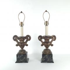 Pair of Antique Italian Silver Gilt Painted Urns Now Lamps - 4138034