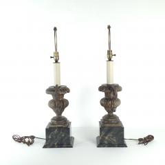 Pair of Antique Italian Silver Gilt Painted Urns Now Lamps - 4138035