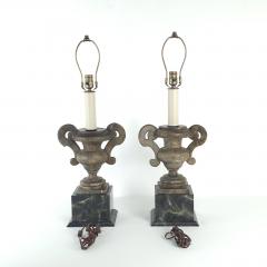 Pair of Antique Italian Silver Gilt Painted Urns Now Lamps - 4138036