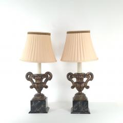 Pair of Antique Italian Silver Gilt Painted Urns Now Lamps - 4138040