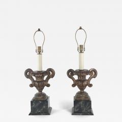 Pair of Antique Italian Silver Gilt Painted Urns Now Lamps - 4138956