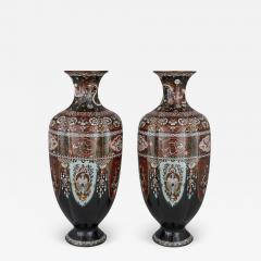 Pair of Antique Japanese Meiji Period Goldstone and Enamel Vases - 1875704