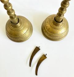 Pair of Antique Korean Brass Candlesticks with Reflector Shields - 4245071