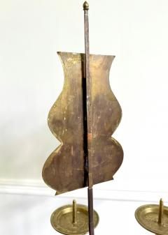 Pair of Antique Korean Brass Candlesticks with Reflector Shields - 4245072