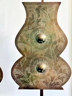 Pair of Antique Korean Brass Candlesticks with Reflector Shields - 4245073