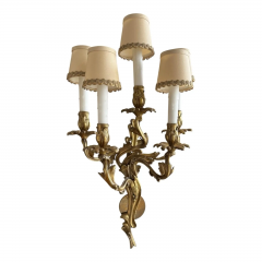 Pair of Antique Louis XV French Bronze Wall Light Sconces - 4117786