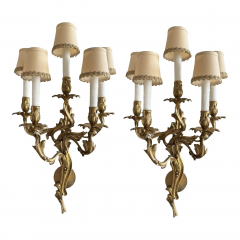 Pair of Antique Louis XV French Bronze Wall Light Sconces - 4117795