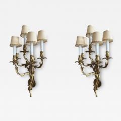 Pair of Antique Louis XV French Bronze Wall Light Sconces - 4120280