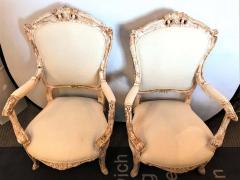 Pair of Antique Louis XV Style Armchairs in Painted Distressed Frames - 1280448
