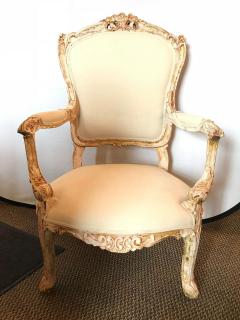 Pair of Antique Louis XV Style Armchairs in Painted Distressed Frames - 2976824