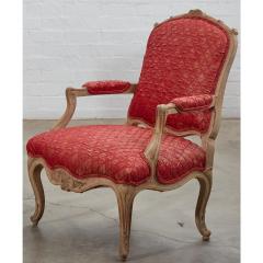 Pair of Antique Louis XV Style Pickled Oak Fauteuils - 3387373