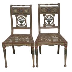Pair of Antique Louis XVI Painted Cane Seat Side Chairs W Faces - 4157641