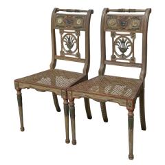 Pair of Antique Louis XVI Painted Cane Seat Side Chairs W Faces - 4157642