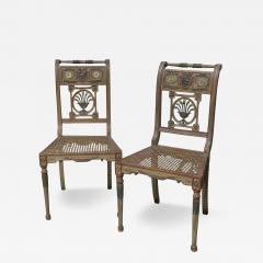 Pair of Antique Louis XVI Painted Cane Seat Side Chairs W Faces - 4160551